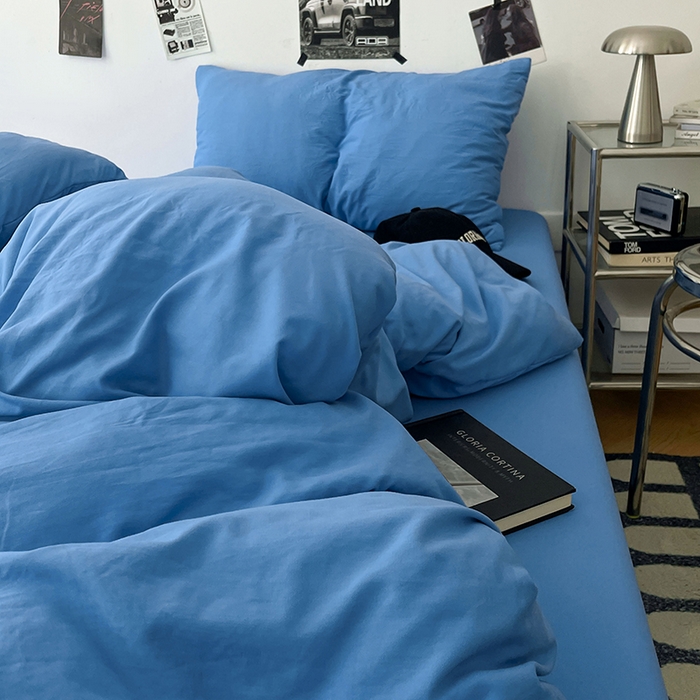 91家纺网 家纺一手货源 找家纺 优梦莱 2025新款糯糯抗菌棉四件套 深海蓝