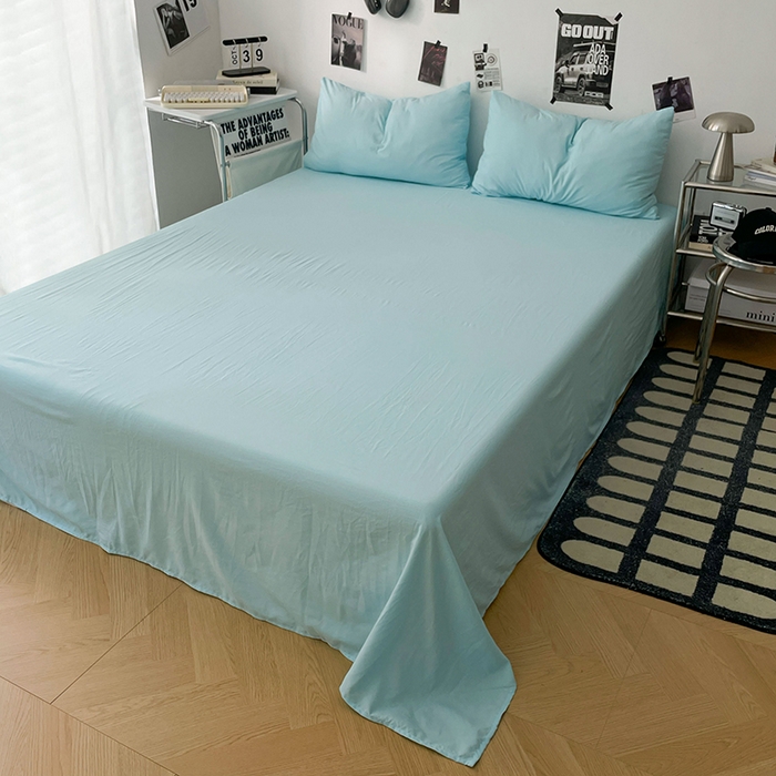 91家纺网 家纺一手货源 找家纺 优梦莱 2025新款糯糯抗菌棉四件套 水波蓝