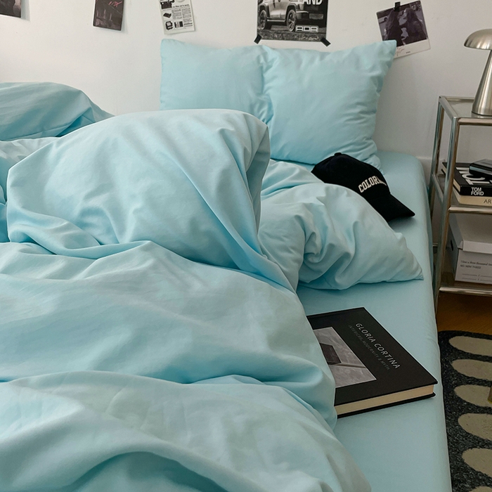 91家纺网 家纺一手货源 找家纺 优梦莱 2025新款糯糯抗菌棉四件套 水波蓝