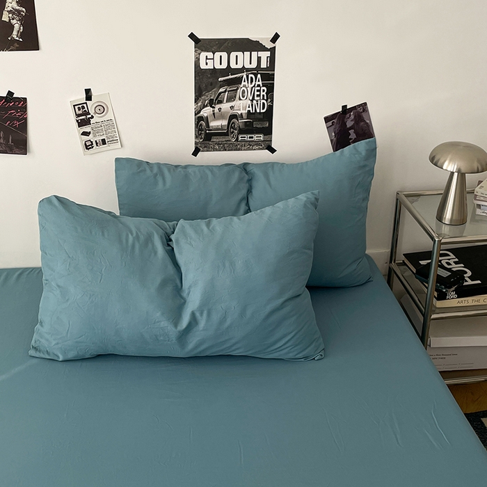 91家纺网 家纺一手货源 找家纺 优梦莱 2025新款糯糯抗菌棉四件套 雾霾蓝