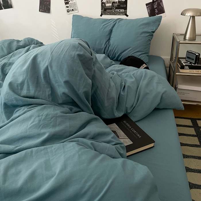 91家纺网 家纺一手货源 找家纺 优梦莱 2025新款糯糯抗菌棉四件套 雾霾蓝