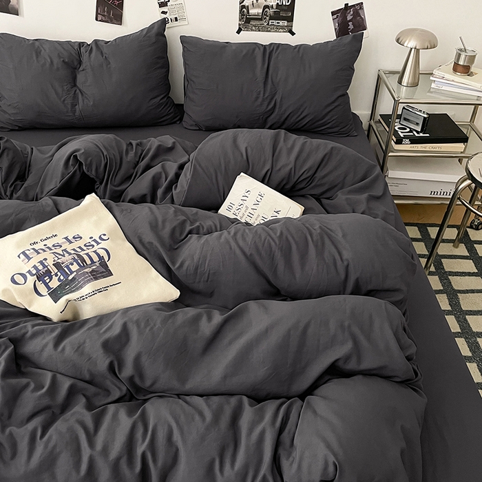 优梦莱 2025新款糯糯抗菌棉四件套 星耀黑