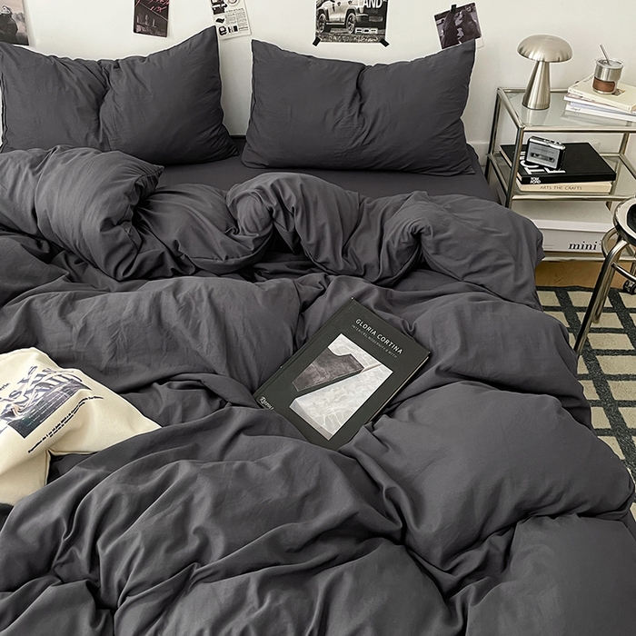 91家纺网 家纺一手货源 找家纺 优梦莱 2025新款糯糯抗菌棉四件套 星耀黑