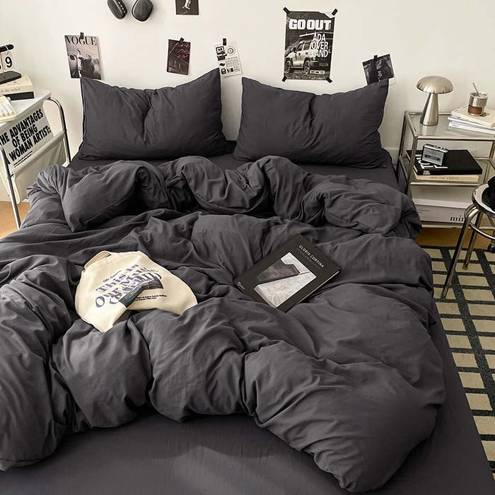 91家纺网 家纺一手货源 找家纺 优梦莱 2025新款糯糯抗菌棉四件套 星耀黑