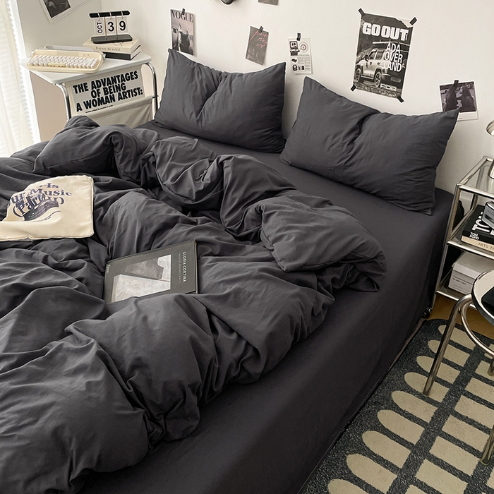 91家纺网 家纺一手货源 找家纺 优梦莱 2025新款糯糯抗菌棉四件套 星耀黑