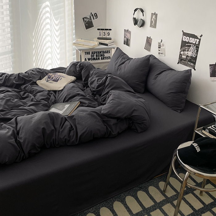 91家纺网 家纺一手货源 找家纺 优梦莱 2025新款糯糯抗菌棉四件套 星耀黑