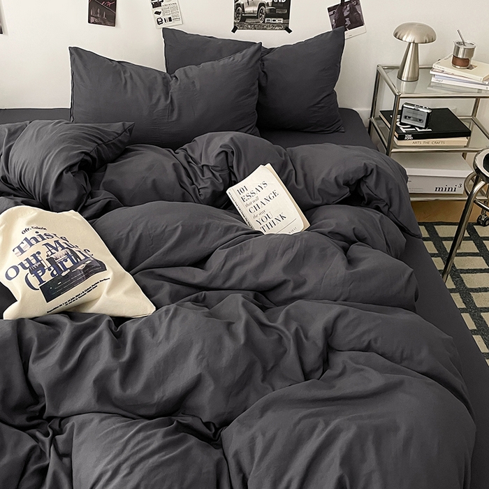 91家纺网 家纺一手货源 找家纺 优梦莱 2025新款糯糯抗菌棉四件套 星耀黑