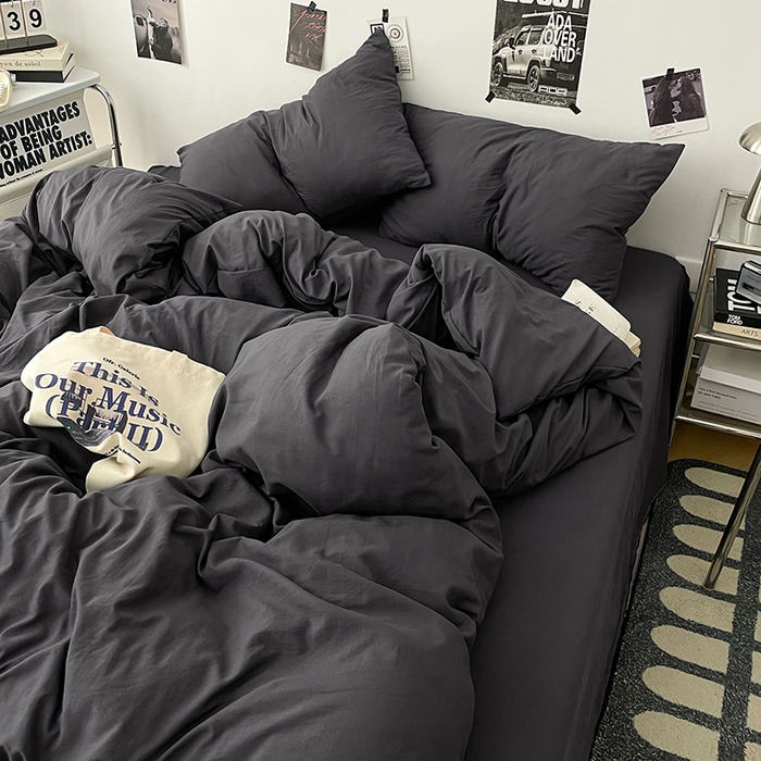 91家纺网 家纺一手货源 找家纺 优梦莱 2025新款糯糯抗菌棉四件套 星耀黑