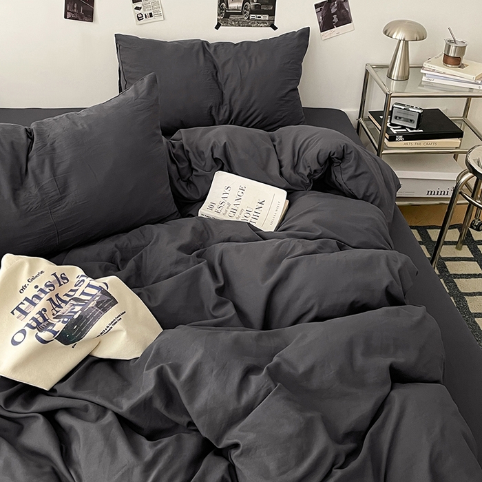 91家纺网 家纺一手货源 找家纺 优梦莱 2025新款糯糯抗菌棉四件套 星耀黑