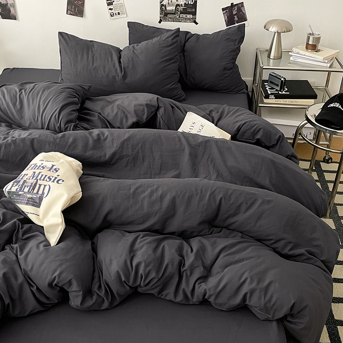 91家纺网 家纺一手货源 找家纺 优梦莱 2025新款糯糯抗菌棉四件套 星耀黑