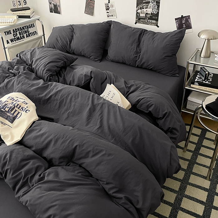 91家纺网 家纺一手货源 找家纺 优梦莱 2025新款糯糯抗菌棉四件套 星耀黑