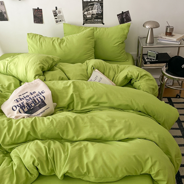 91家纺网 家纺一手货源 找家纺 优梦莱 2025新款糯糯抗菌棉四件套 荧光绿