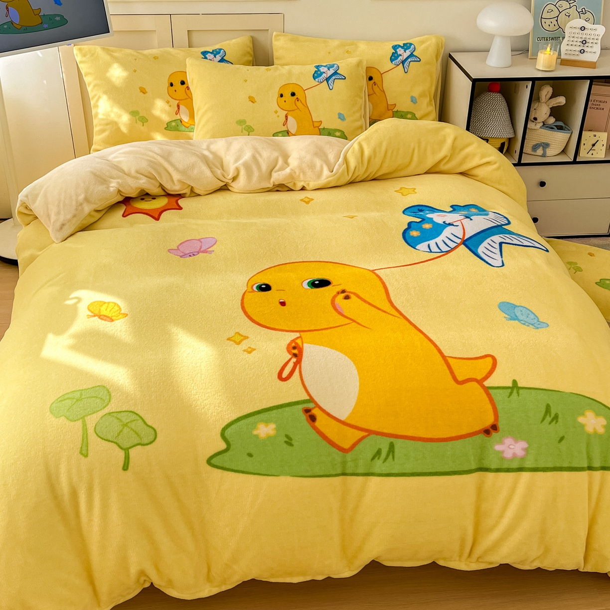 91家纺网 家纺一手货源 找家纺 （总）浩诚 2025秋冬新款高克重牛奶绒大版卡通四件套