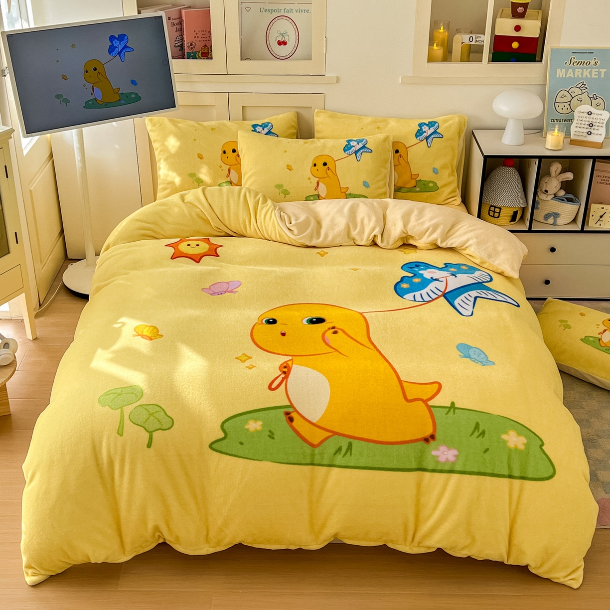 浩诚 2025秋冬新款高克重牛奶绒大版卡通四件套 轻松一刻