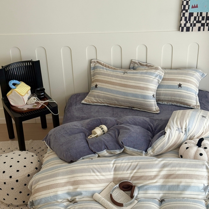 91家纺网 家纺一手货源 找家纺 于果 2025新款牛奶绒印花四件套 星动旋律