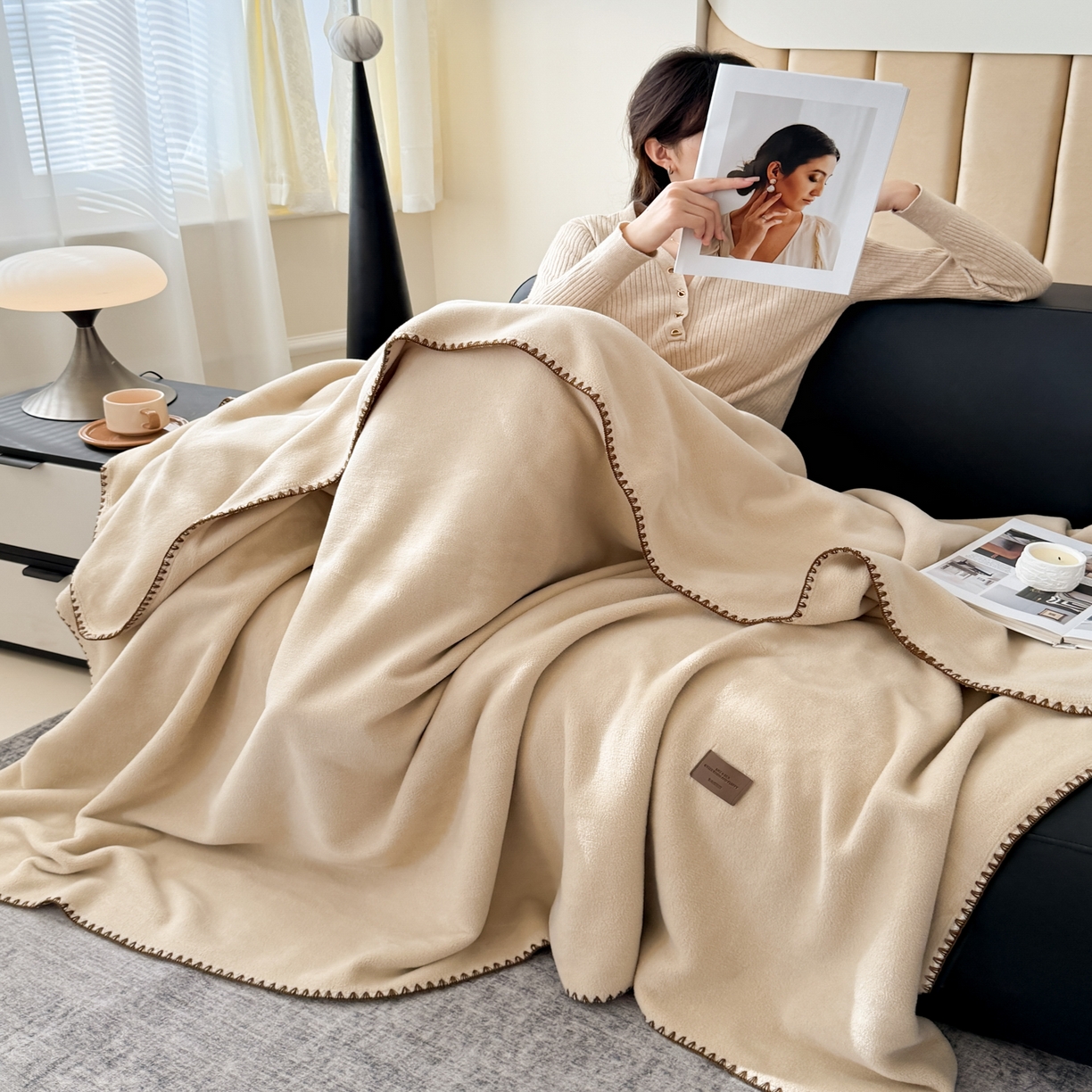 91家纺网 家纺一手货源 找家纺 （总）金喜 2025新款双面仿羊绒多功能毯盖毯 毯子毛毯