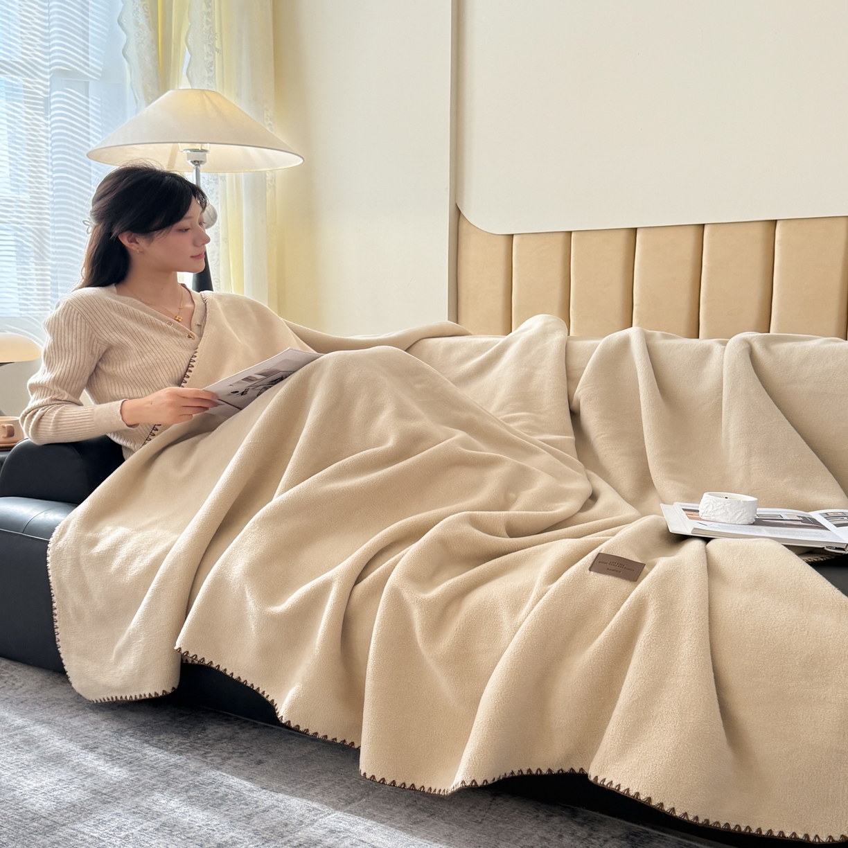 91家纺网 家纺一手货源 找家纺 （总）金喜 2025新款双面仿羊绒多功能毯盖毯 毯子毛毯
