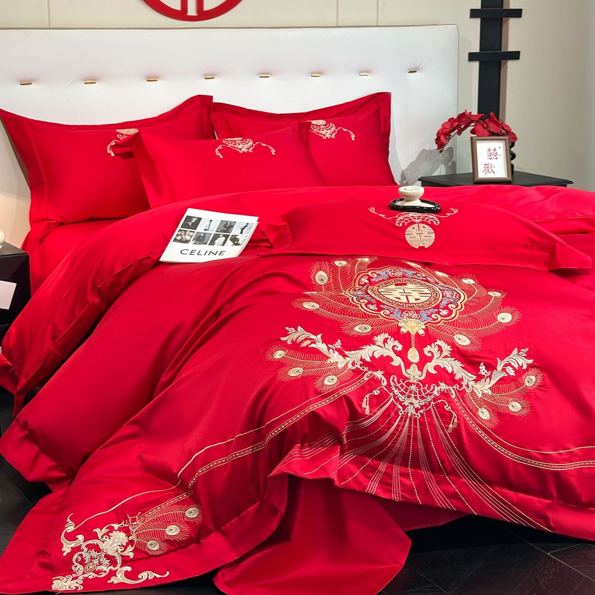 91家纺网 家纺一手货源 找家纺 （总）金喜 2025新款婚庆刺绣四件套