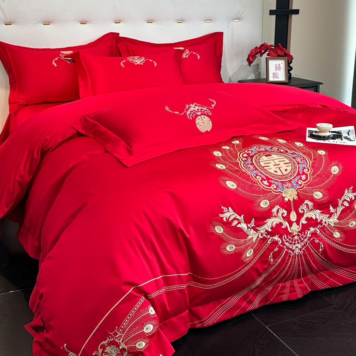 91家纺网 家纺一手货源 找家纺 （总）金喜 2025新款婚庆刺绣四件套