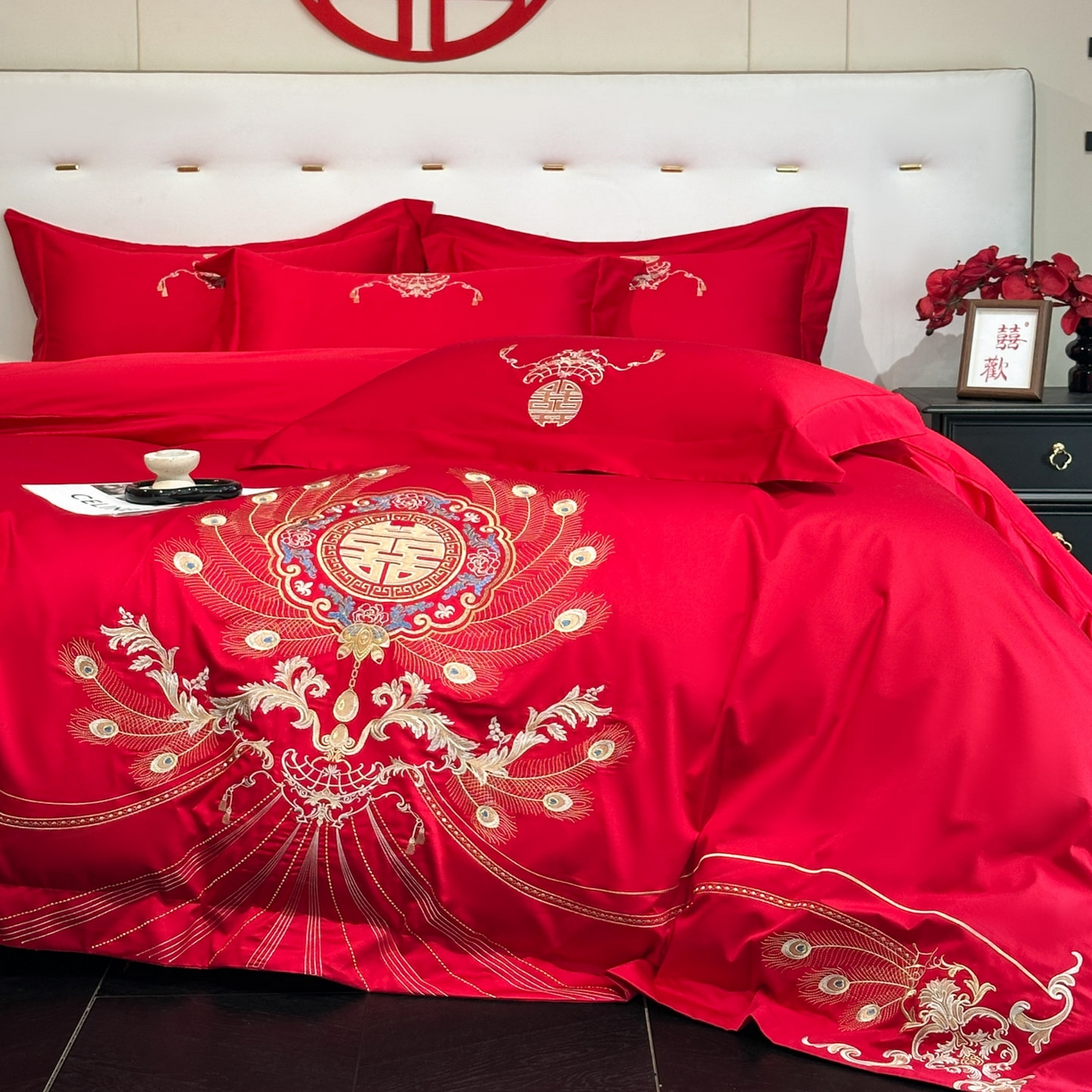 91家纺网 家纺一手货源 找家纺 （总）金喜 2025新款婚庆刺绣四件套