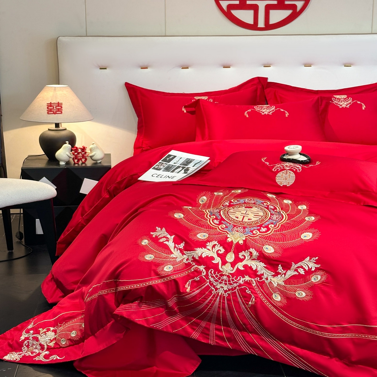 91家纺网 家纺一手货源 找家纺 （总）金喜 2025新款婚庆刺绣四件套