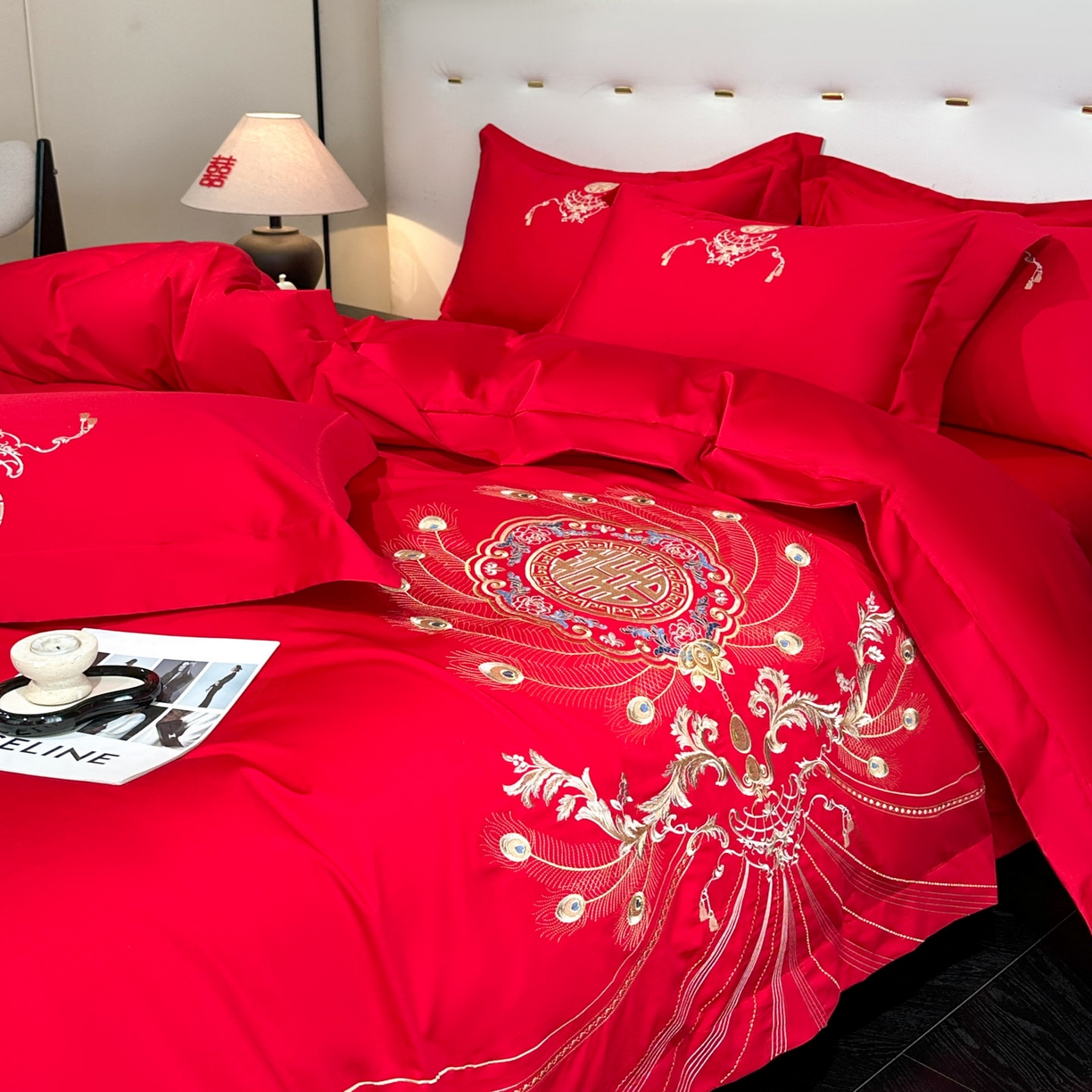 91家纺网 家纺一手货源 找家纺 （总）金喜 2025新款婚庆刺绣四件套