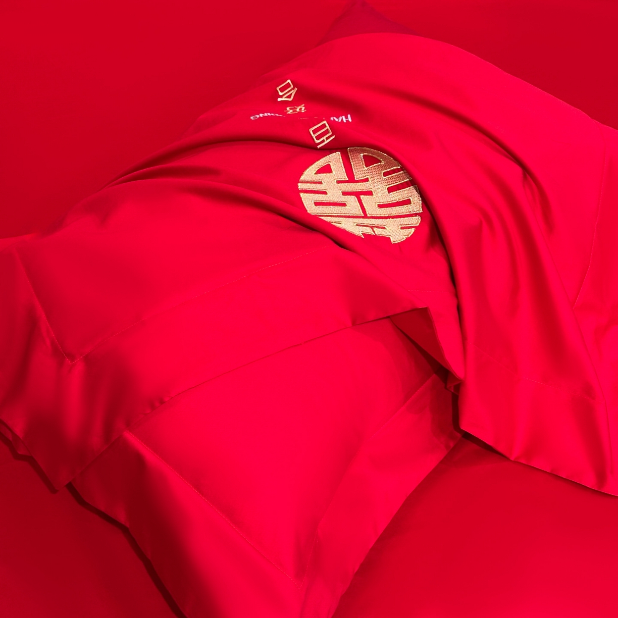 91家纺网 家纺一手货源 找家纺 金喜 2025新款婚庆刺绣四件套 百年好合-金