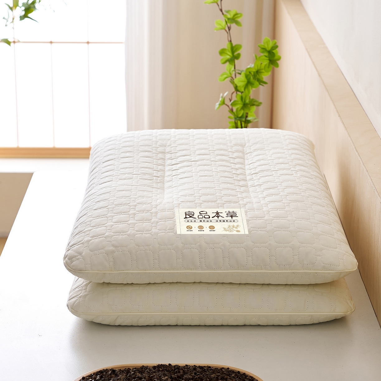 91家纺网 家纺一手货源 找家纺 乐可 2025新款良品本草荞麦枕枕头枕芯 良品本草荞麦枕-白