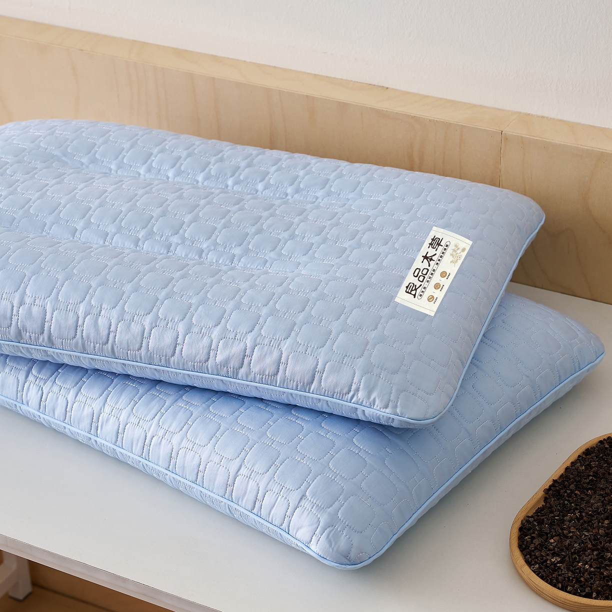 91家纺网 家纺一手货源 找家纺 乐可 2025新款良品本草荞麦枕枕头枕芯 良品本草荞麦枕-蓝