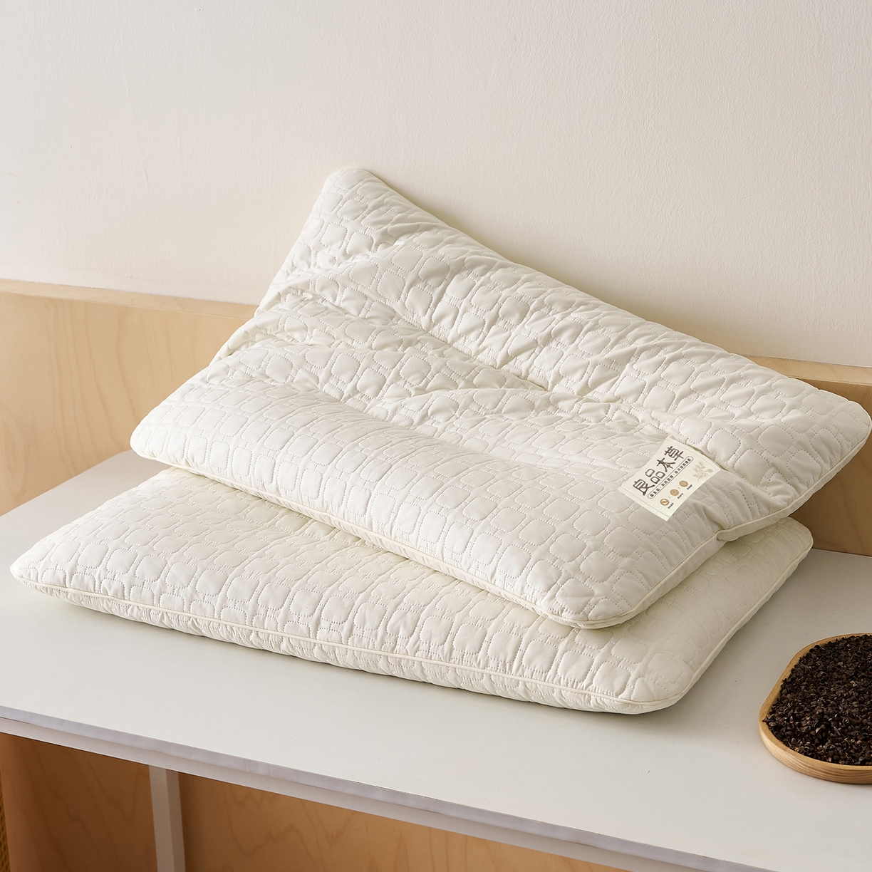 91家纺网 家纺一手货源 找家纺 乐可 2025新款良品本草荞麦枕枕头枕芯 良品本草荞麦枕-白