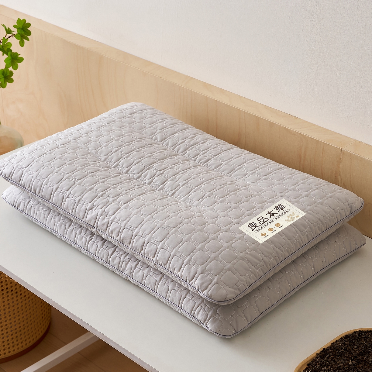 91家纺网 家纺一手货源 找家纺 乐可 2025新款良品本草荞麦枕枕头枕芯 良品本草荞麦枕-灰