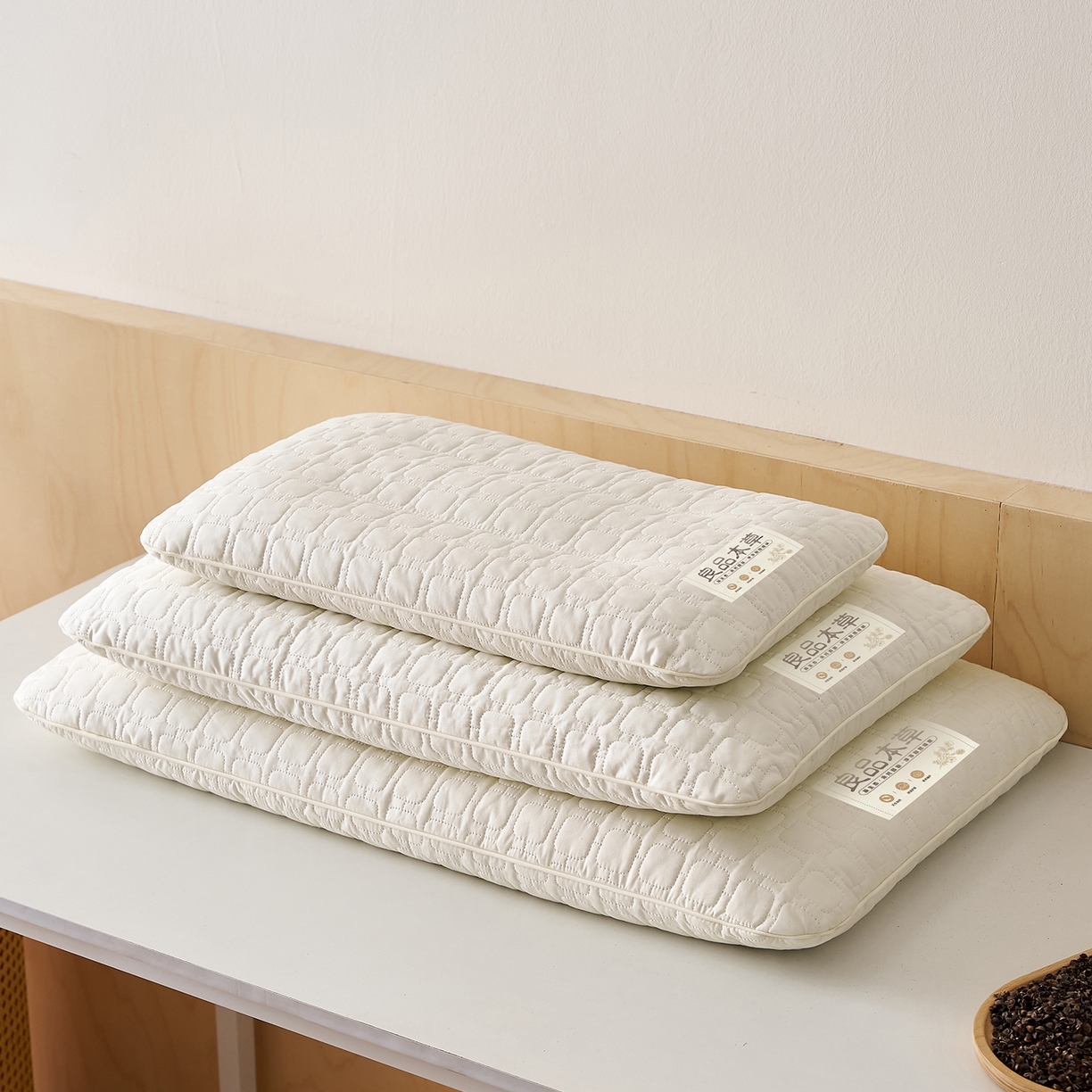 91家纺网 家纺一手货源 找家纺 乐可 2025新款良品本草荞麦枕枕头枕芯 良品本草荞麦枕-白