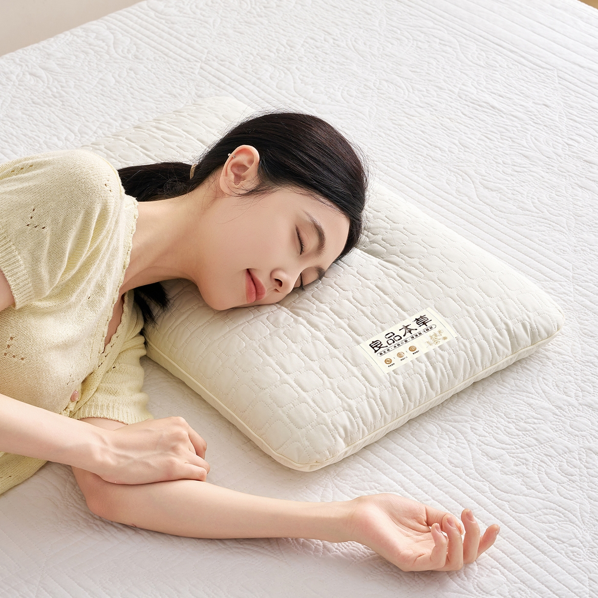 91家纺网 家纺一手货源 找家纺 乐可 2025新款良品本草荞麦枕枕头枕芯 良品本草荞麦枕-白