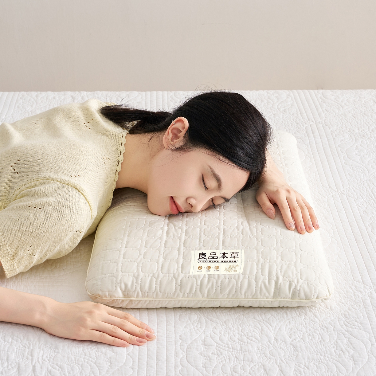 91家纺网 家纺一手货源 找家纺 乐可 2025新款良品本草荞麦枕枕头枕芯 良品本草荞麦枕-白