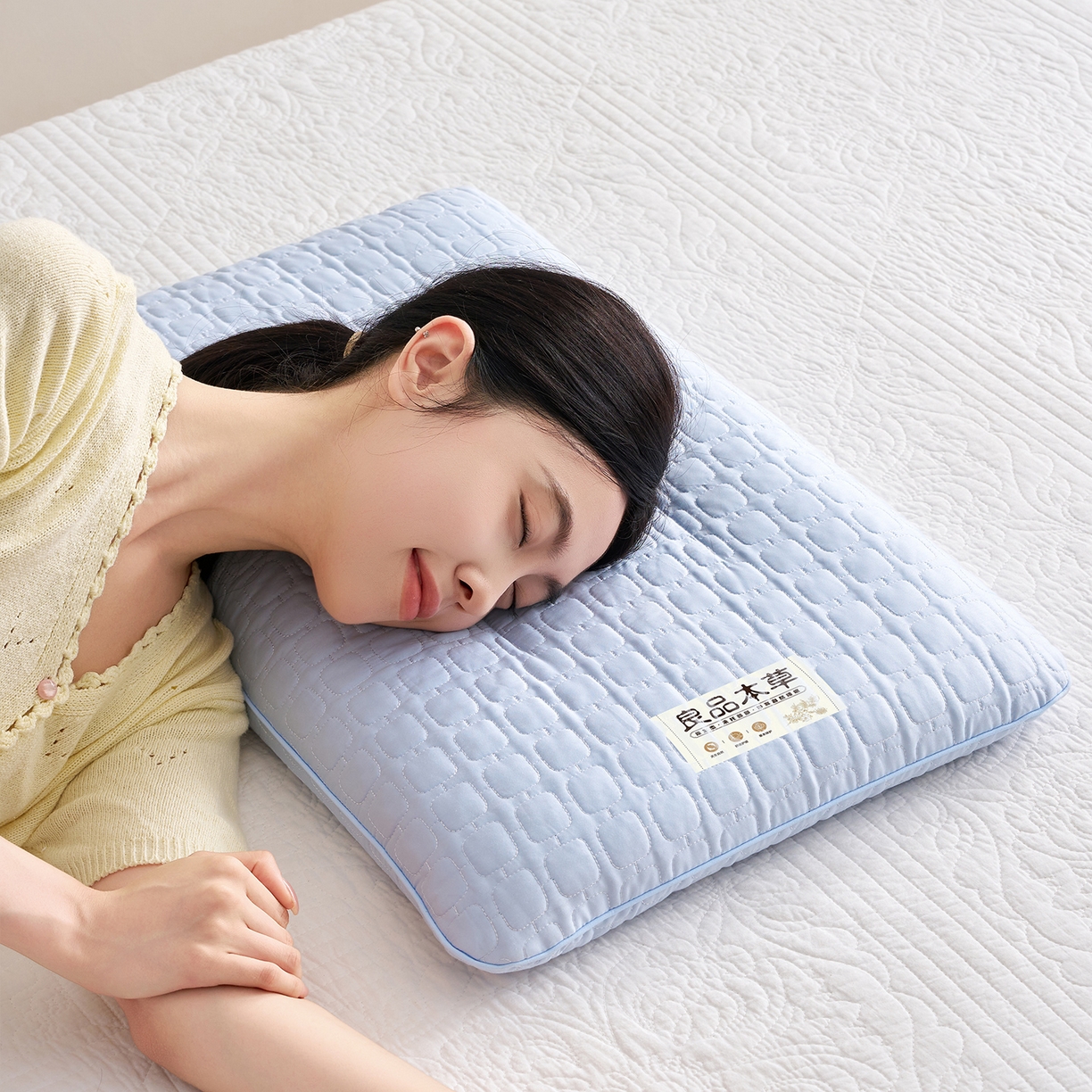 91家纺网 家纺一手货源 找家纺 乐可 2025新款良品本草荞麦枕枕头枕芯 良品本草荞麦枕-蓝