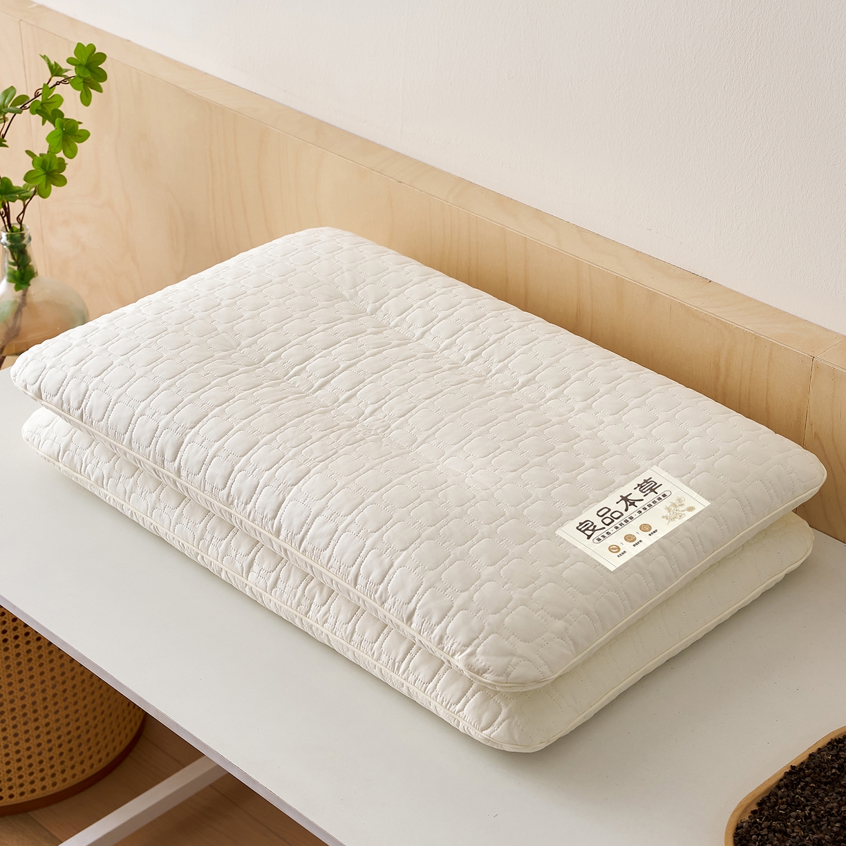 91家纺网 家纺一手货源 找家纺 乐可 2025新款良品本草荞麦枕枕头枕芯 良品本草荞麦枕-白