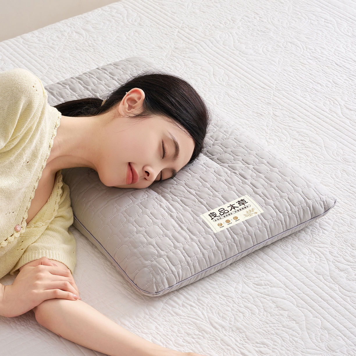 91家纺网 家纺一手货源 找家纺 乐可 2025新款良品本草荞麦枕枕头枕芯 良品本草荞麦枕-灰