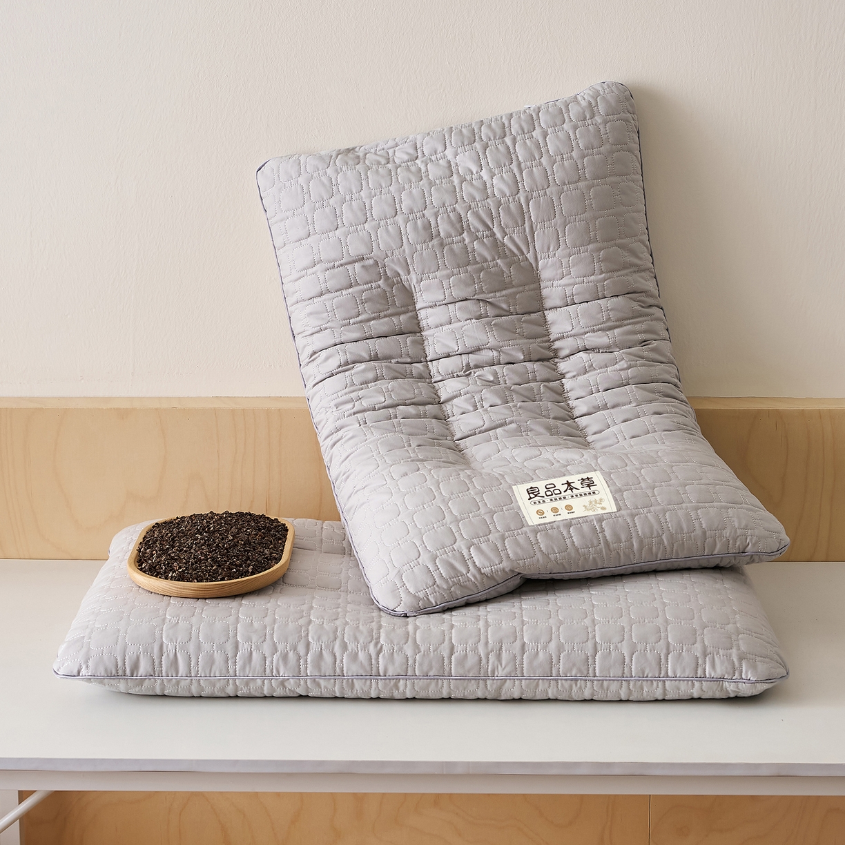 91家纺网 家纺一手货源 找家纺 乐可 2025新款良品本草荞麦枕枕头枕芯 良品本草荞麦枕-灰
