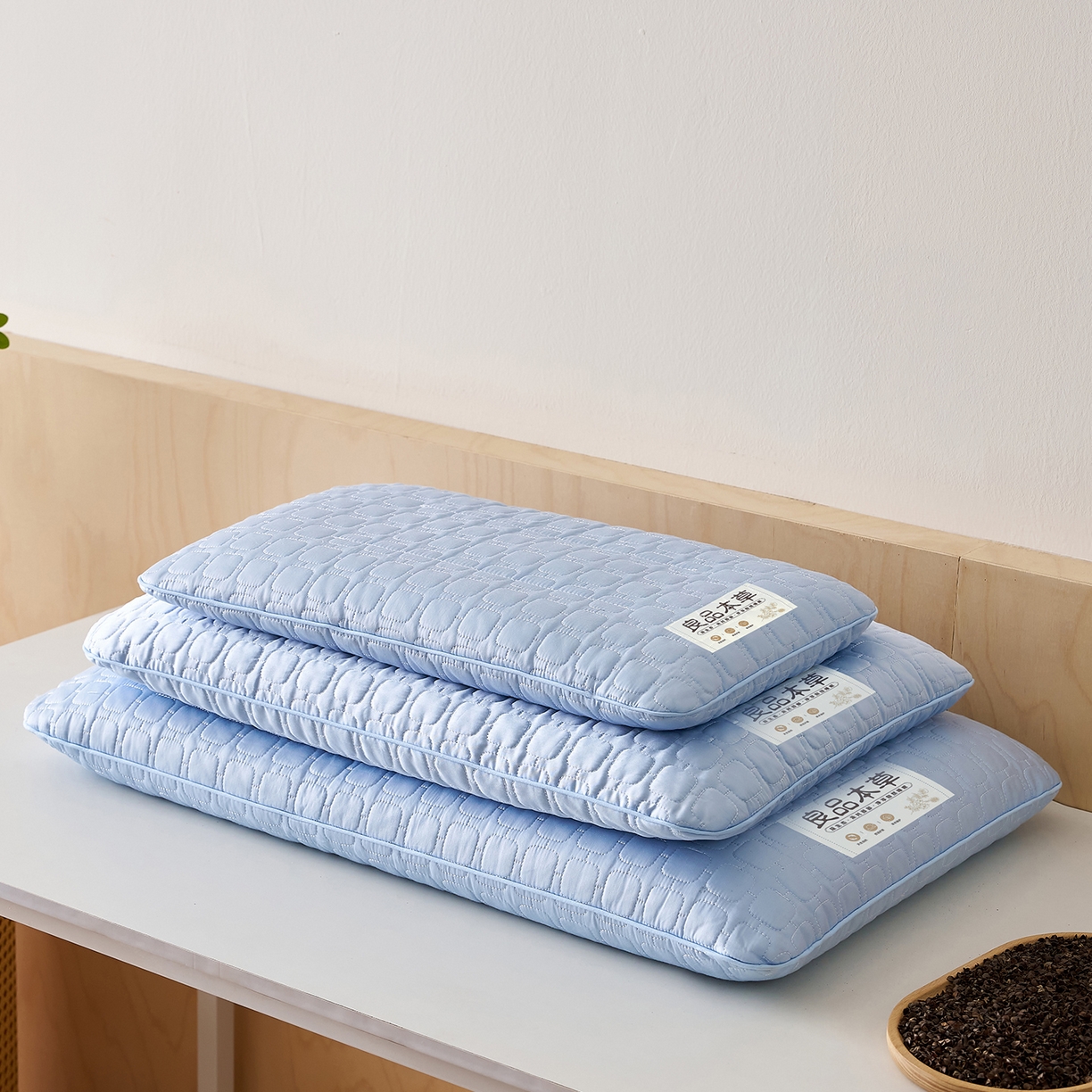 91家纺网 家纺一手货源 找家纺 乐可 2025新款良品本草荞麦枕枕头枕芯 良品本草荞麦枕-蓝