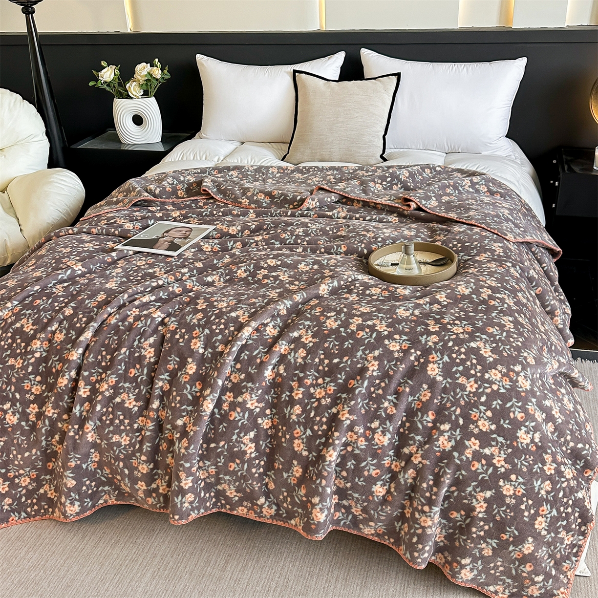 91家纺网 家纺一手货源 找家纺 （总）安力森/诚臻酒店用品 2025新款天竺绒数码印花轻奢盖毯