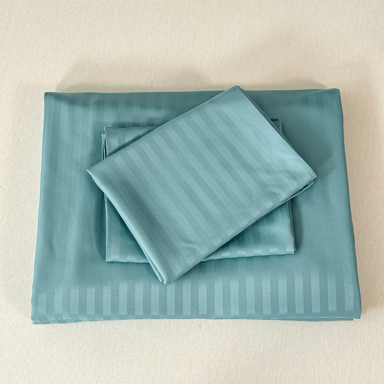 91家纺网 家纺一手货源 找家纺 安力森/诚臻酒店用品 2025新款酒店布草床单高支高密缎条款床笠三件套月子中心养老院机构专用床品 迪弗蓝