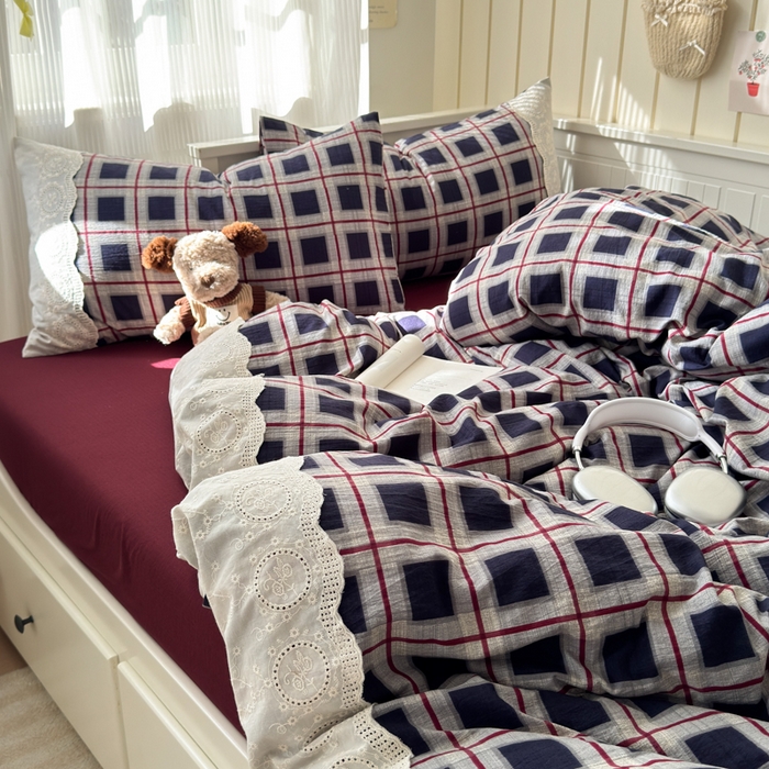 91家纺网 家纺一手货源 找家纺 上尚居 2025新款高克重法式复古无印风亚麻原麻四件套 布朗妮