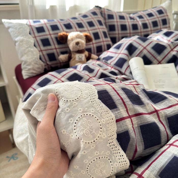 91家纺网 家纺一手货源 找家纺 上尚居 2025新款高克重法式复古无印风亚麻原麻四件套 布朗妮