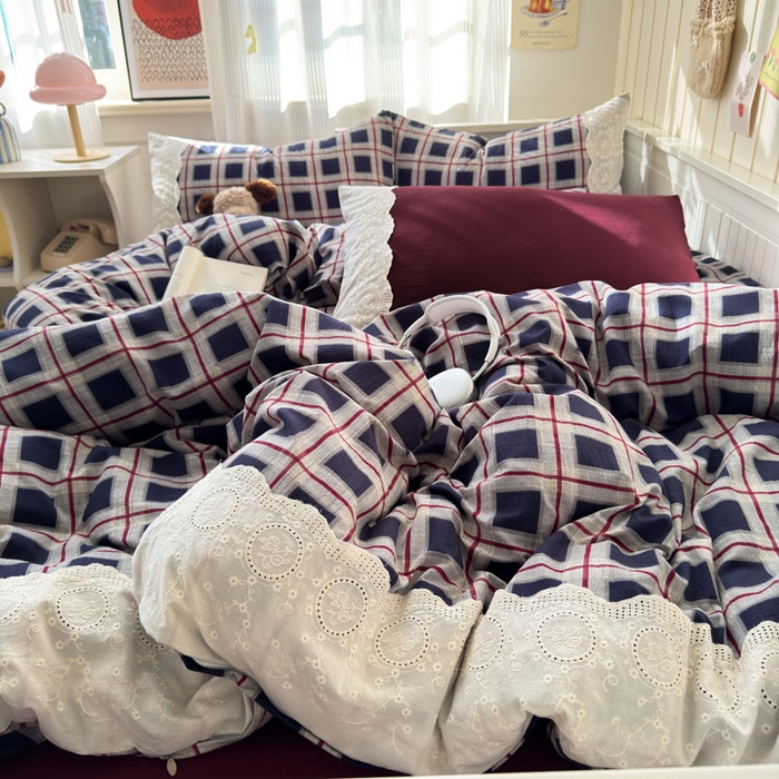 91家纺网 家纺一手货源 找家纺 上尚居 2025新款高克重法式复古无印风亚麻原麻四件套 布朗妮