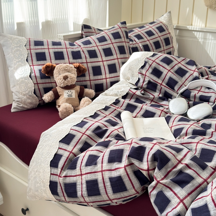 91家纺网 家纺一手货源 找家纺 上尚居 2025新款高克重法式复古无印风亚麻原麻四件套 布朗妮