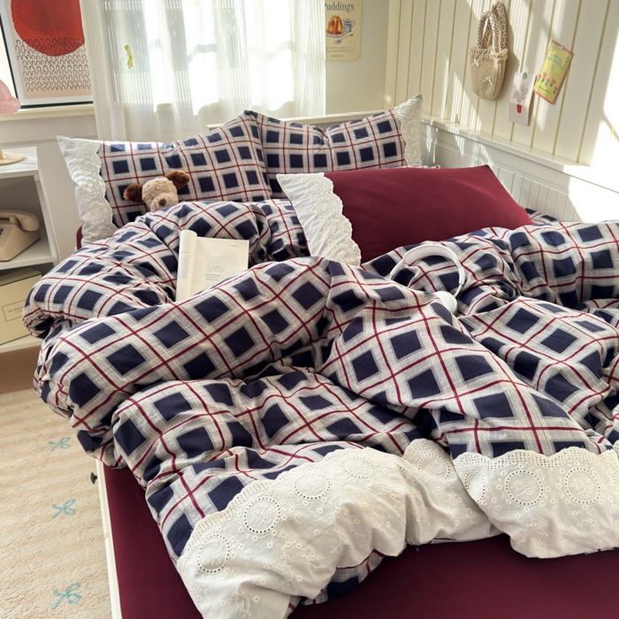 91家纺网 家纺一手货源 找家纺 上尚居 2025新款高克重法式复古无印风亚麻原麻四件套 布朗妮