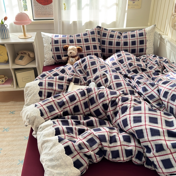 91家纺网 家纺一手货源 找家纺 上尚居 2025新款高克重法式复古无印风亚麻原麻四件套 布朗妮