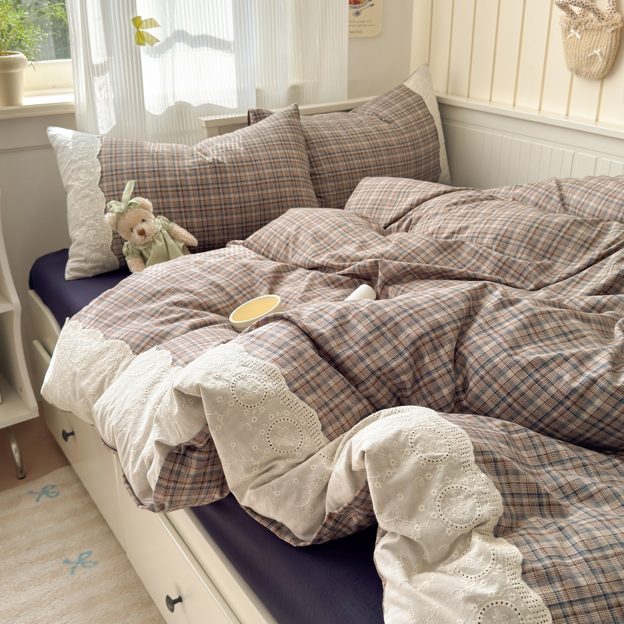 91家纺网 家纺一手货源 找家纺 （总）上尚居 2025新款高克重法式复古无印风亚麻原麻四件套