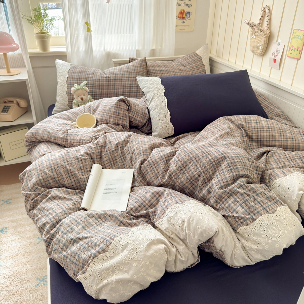 91家纺网 家纺一手货源 找家纺 上尚居 2025新款高克重法式复古无印风亚麻原麻四件套 卡布奇诺