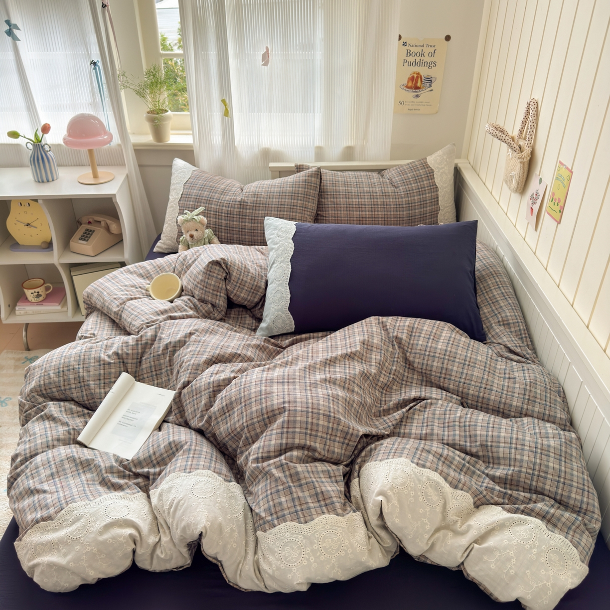 91家纺网 家纺一手货源 找家纺 上尚居 2025新款高克重法式复古无印风亚麻原麻四件套 卡布奇诺